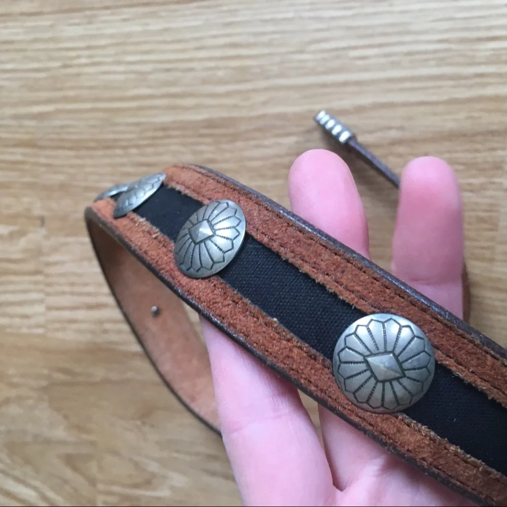 Amazing black and brown concho silver waist belt